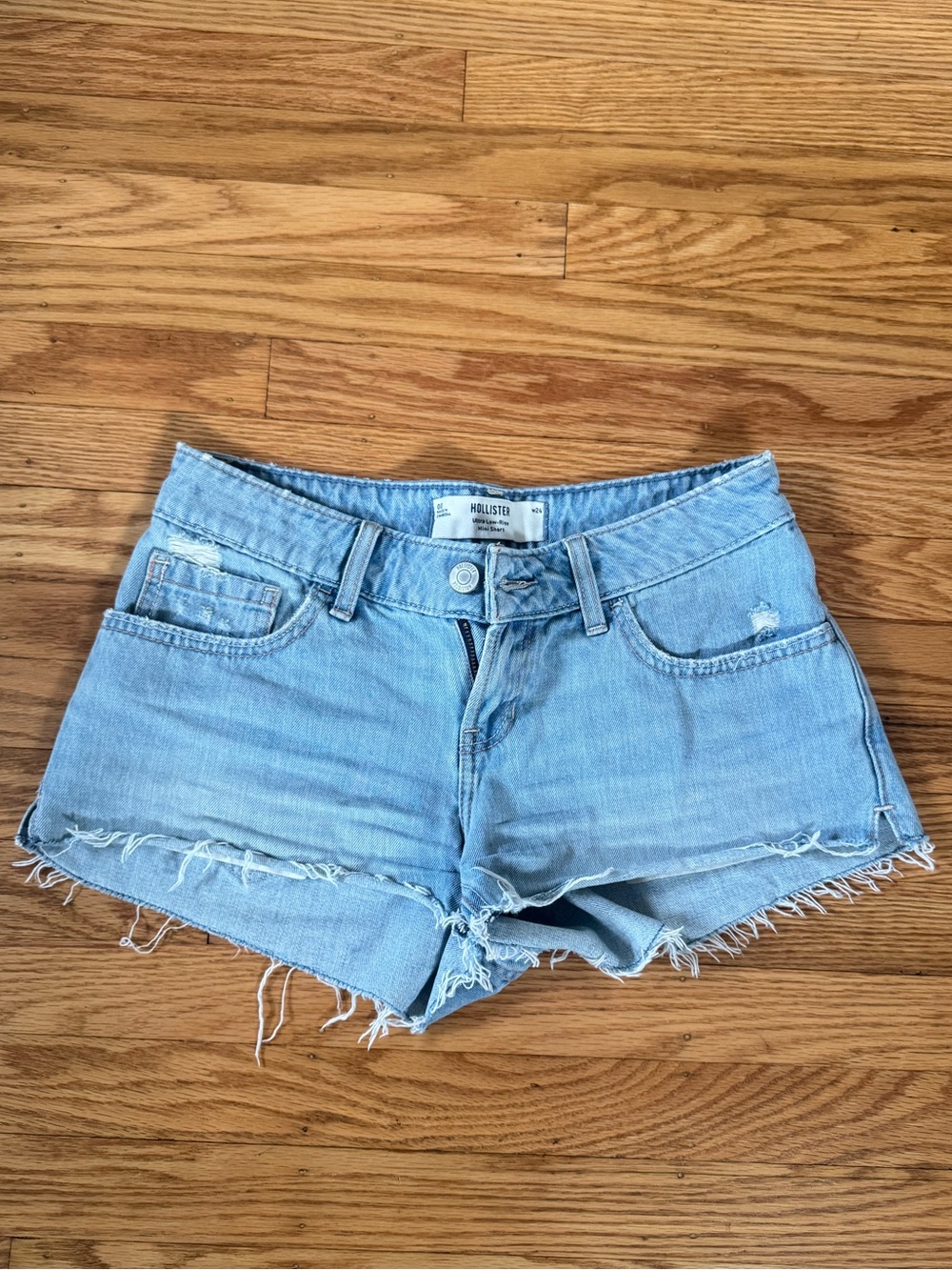 Hollister Light Wash Frayed Denim Shorts